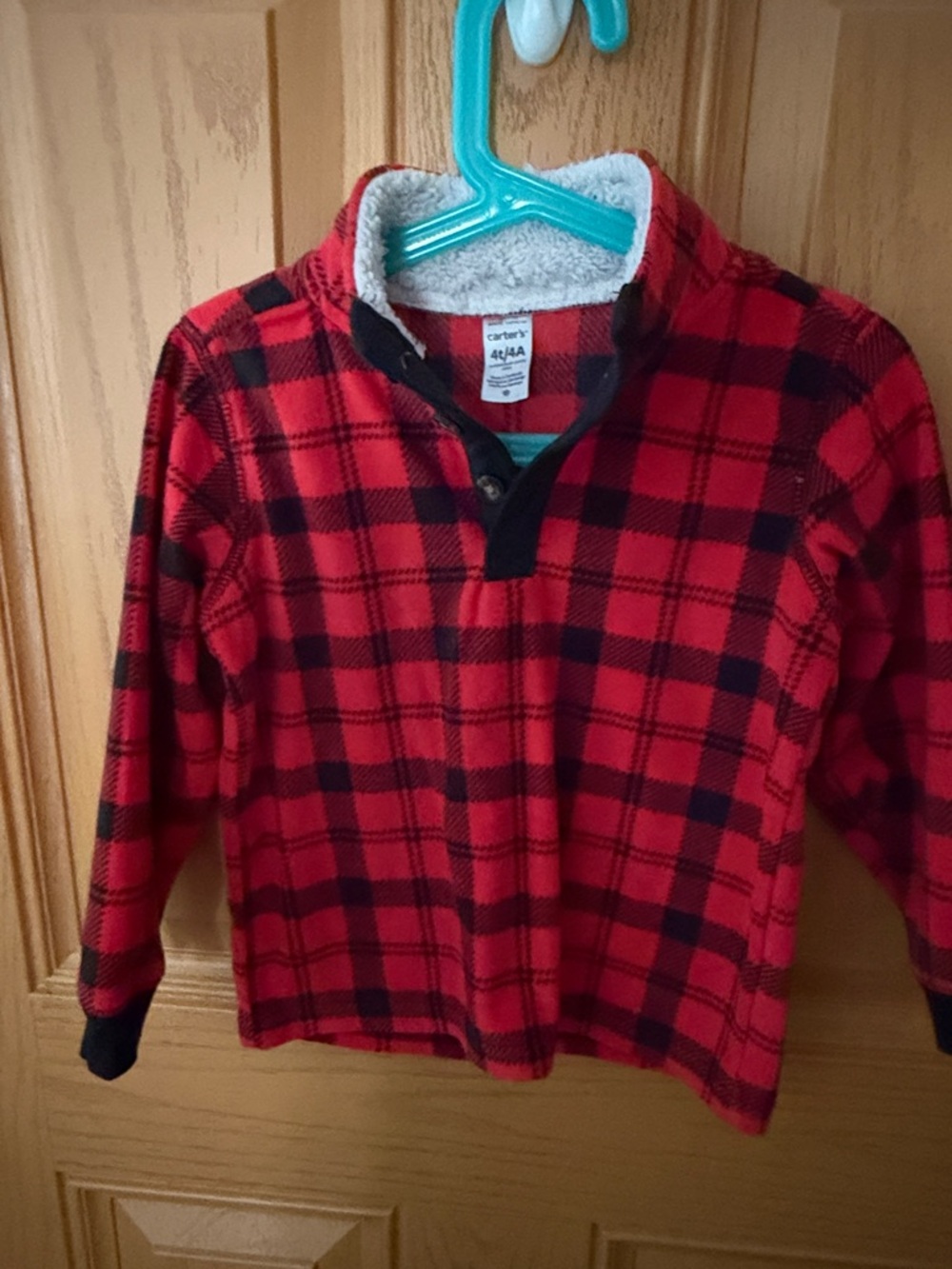 Carter's Red & Black Plaid Sherpa-Lined Pullover